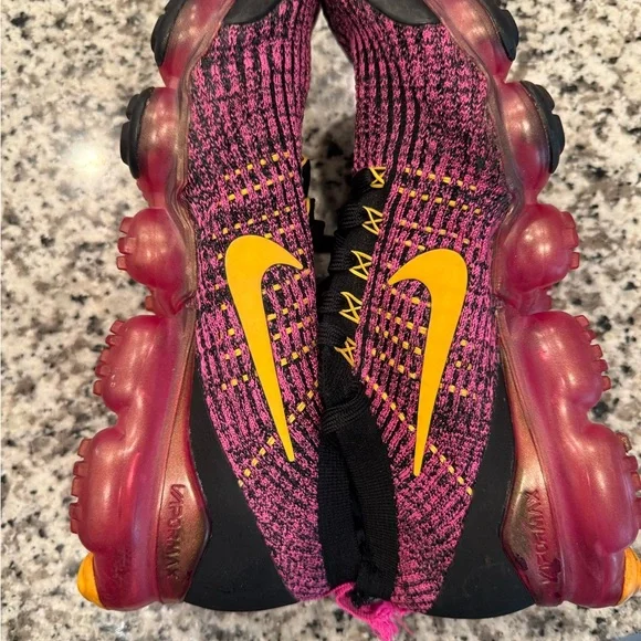 Nike Black and Pink Knit Sneakers with Yellow Accents - Picture 7 of 10